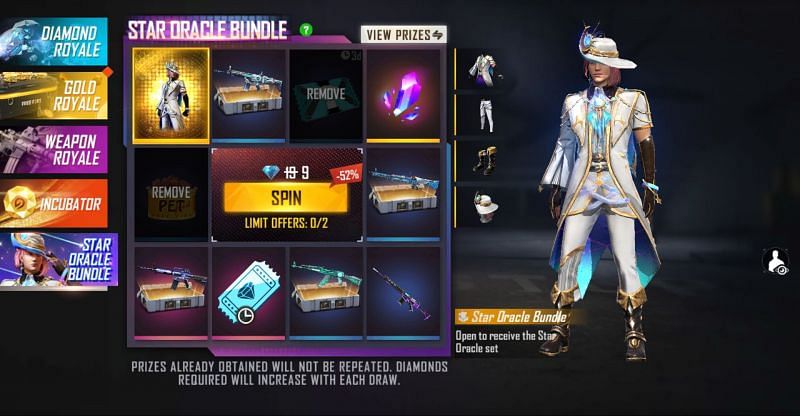 The first spin costs only 9 diamonds